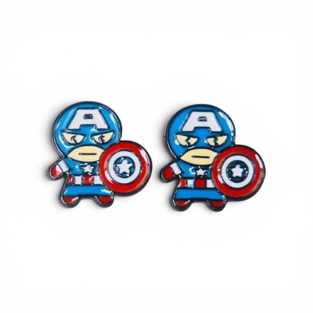New Womens Girls Marvel Captain America Super Hero Enamel Stud Earrings